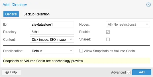 Configuring the Directory datastore on ZFS