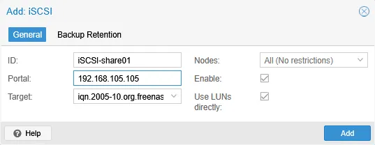 Configuring the iSCSI storage options