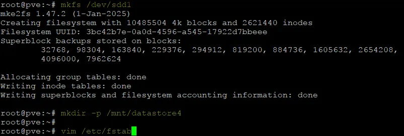 Creating a file system and the datastore directory
