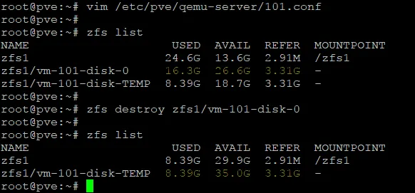 Disk usage after switching to the new thin-provisioned disk