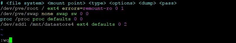 Editing fstab to mount the partition at boot