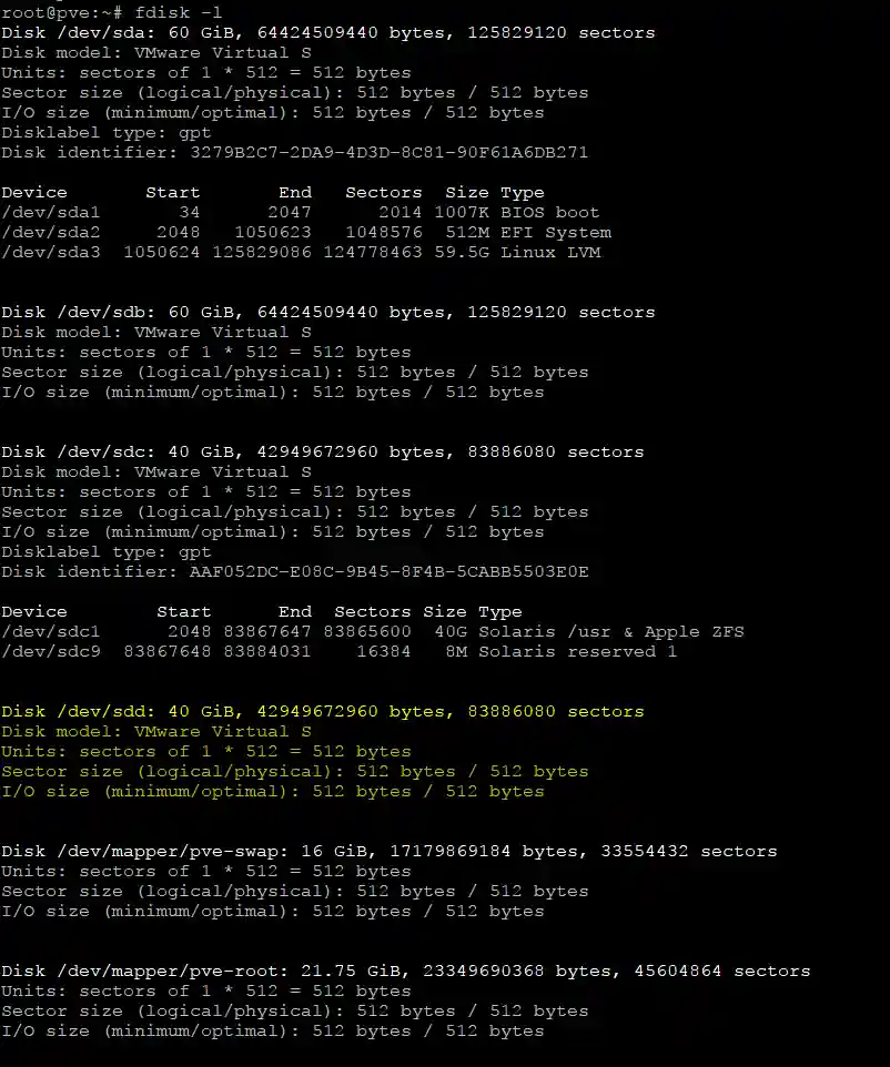 Identifying the unused disk with fdisk