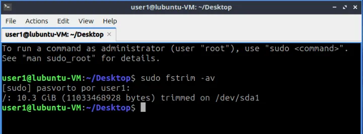 Running fstrim inside the guest OS