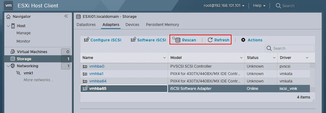 A new iSCSI software adapter is available