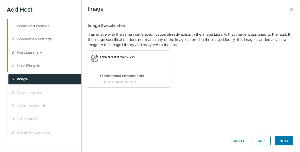 Checking the ESXi image specification