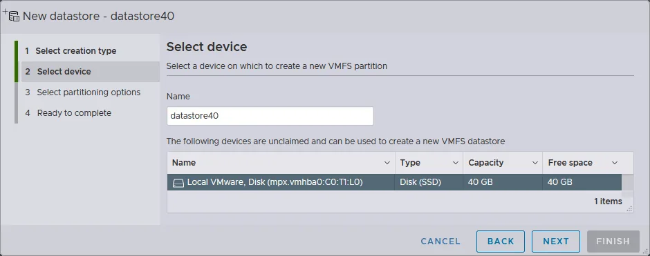 Selecting a disk device