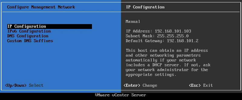 The basic management interface of vCenter Server Appliance