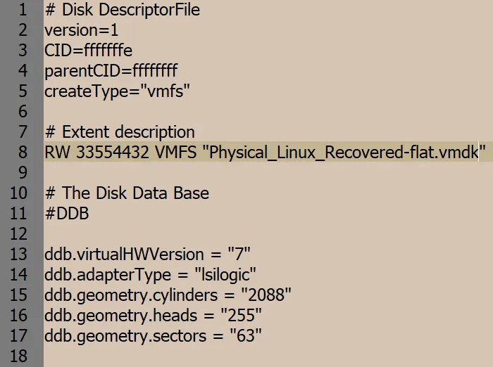 Editing the virtual disk descriptor after renaming virtual disk files