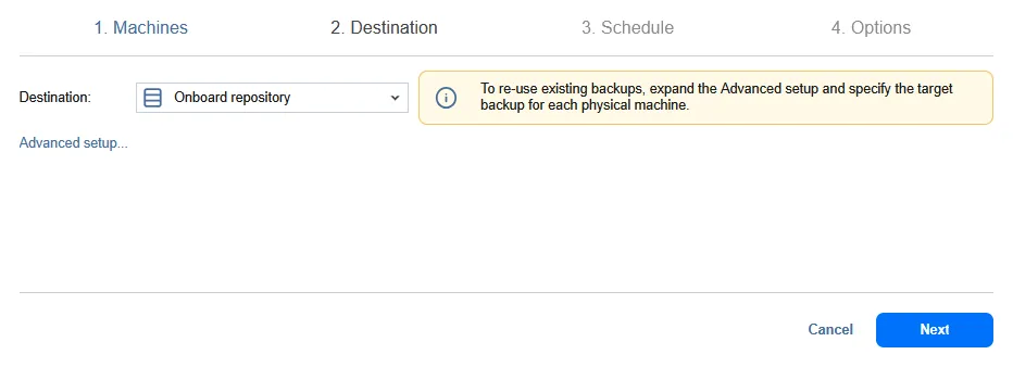 Selecting a backup repository