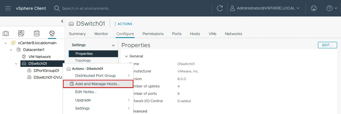 Opening Add and Manage Hosts
