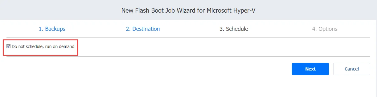 Setting the job to run on demand